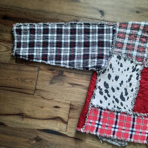 Patchwork Rag Quilt Upcycled Open Front Oversized Jacket - Picture 9 of 16